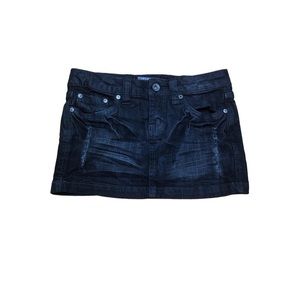 Y2K Distressed Washed Black Denim Low Waist Denim Mini Skirt